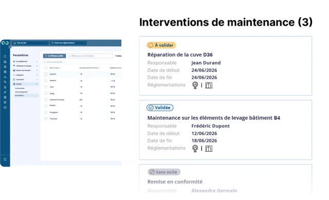 Interventions de maintenance remontées dans Ealico depuis un outil tiers