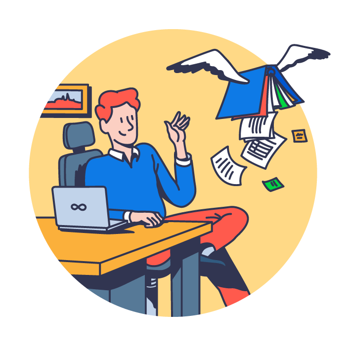 Illustration Guy ready a book