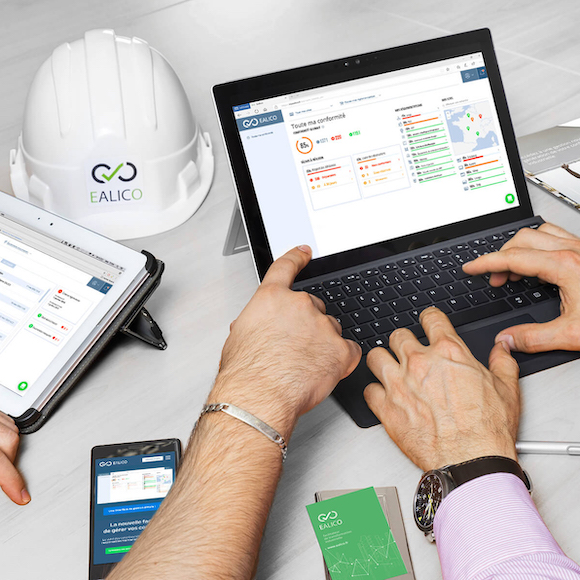Ealico team with a laptop
